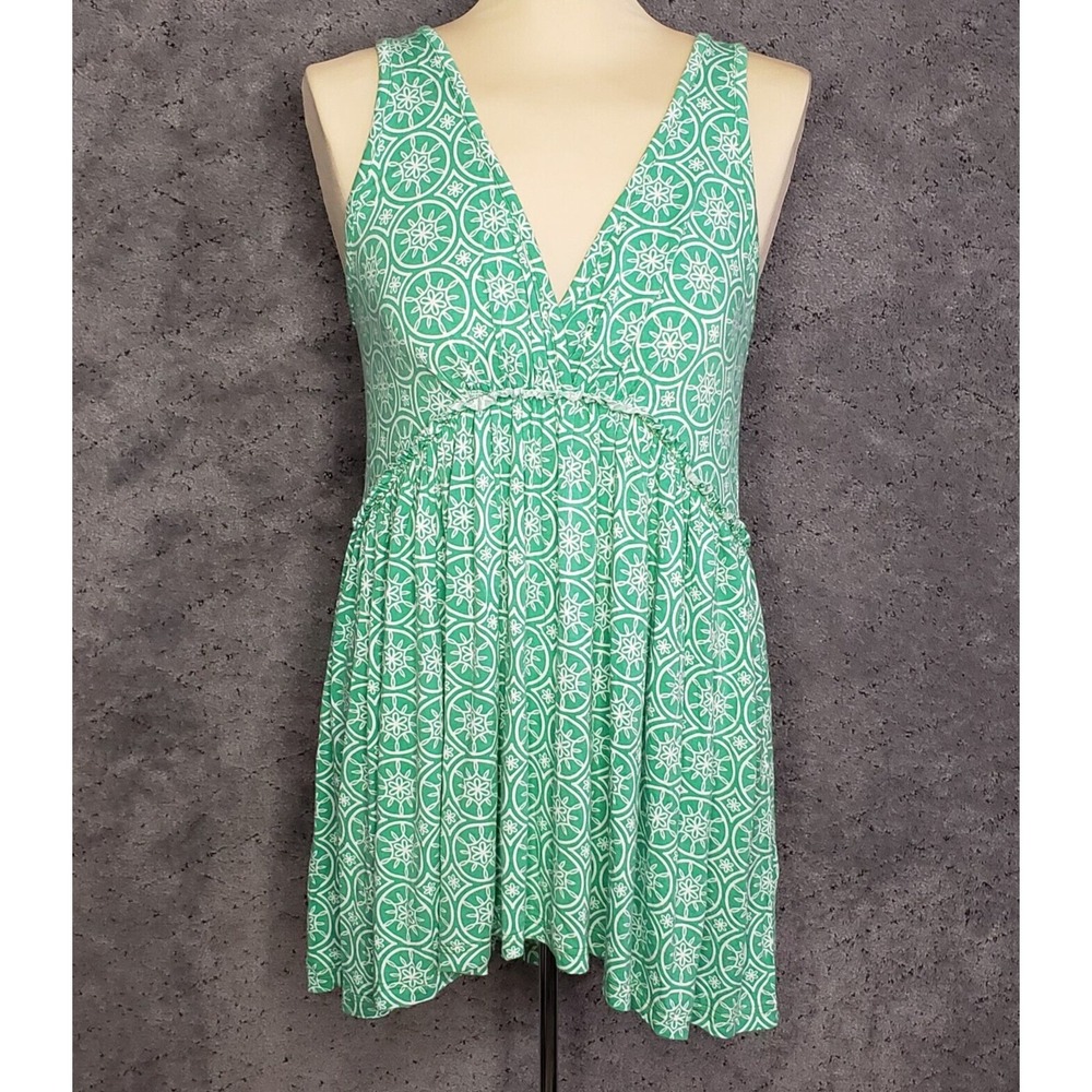 Matilda Jane Dress Womens M Green Sleeveless Deep V Neck Midi Sundress Beach